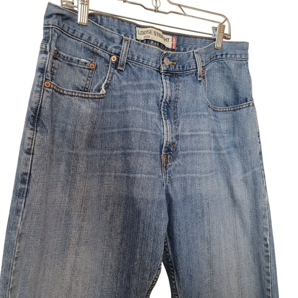 Levis Loose Straight Jeans W34/L32 Mens Denim 100% Cotton Blue - Picture 6 of 10